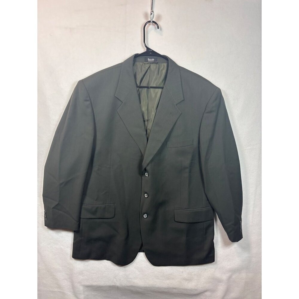 Biella Mens Dark Green Three-Button Suit Jacket 100 Pure Wool 42R